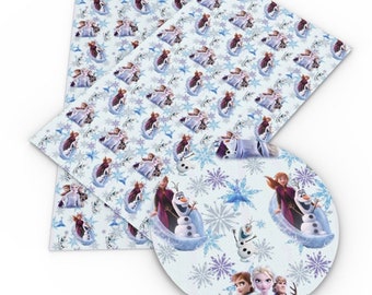 Frozen pattern faux leather sheet, synthetic leather for crafts, bows, earrings, beading, Disney, heart