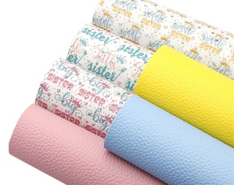 Assorted Sister themed faux leather sheets, synthetic leather for crafts, bows, earrings, heart