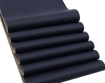 Navy blue litchi pattern faux leather sheets, synthetic leather for earrings, crafts and bows, matte, bump pattern