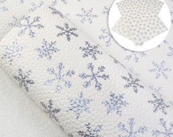 Silver snowflake faux leather sheet, Christmas synthetic leather, winter, vegan leather for crafts, earrings, bows, beading, snow