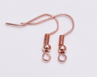 50 pieces fish hook earring wire, nickel free, gold, rose gold, gunmetal, silver, antique copper
