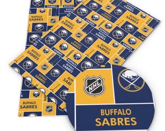 Buffalo Sabres faux leather sheet, synthetic leather for crafts, earrings, beading, vegan, NHL