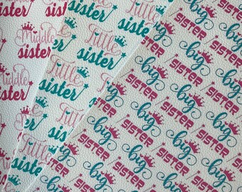 Assorted Sister themed faux leather sheets, synthetic leather for crafts, bows, earrings, heart
