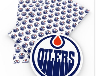 Edmonton Oilers, Canadian hockey themed faux leather sheets, synthetic leather for crafts, bows, earrings, NHL, Canada