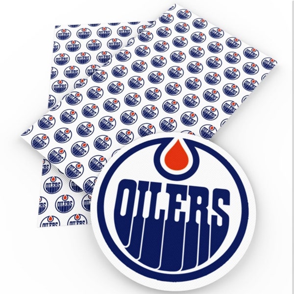 Edmonton Oilers, Canadian hockey themed faux leather sheets, synthetic leather for crafts, bows, earrings, NHL, Canada