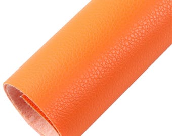 Orange small litchi pattern faux leather sheets, synthetic leather for earrings, crafts and bows, bump pattern