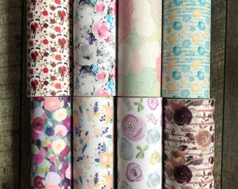 Floral faux leather sheets, flower print synthetic leather for making earrings, bows and crafts