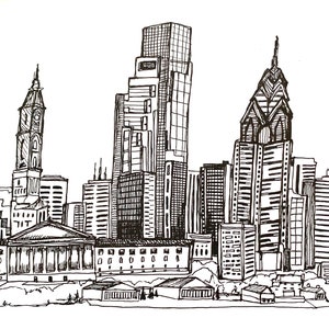 Philadelphia, Pennsylvania Skyline Drawing