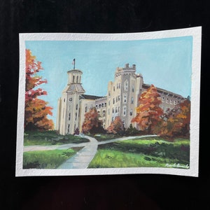 Blanchard Print; Wheaton College Blanchard; Wheaton, IL; Blanchard Lawn; Wheaton College Gouache Painting Print; Gouache Painting; 8x10&quot;