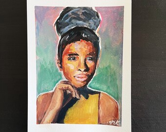 Amanda Gorman Print; Amanda Gorman Poet Portrait; 6x8 Inch Gouache Print