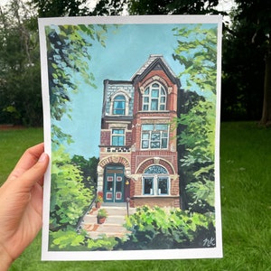 Chicago Apartment, Midwest, N Hoyne Street, Chicago Architecture Gouache Painting DIGITAL DOWNLOAD