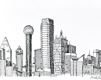 Dallas, Texas Skyline Drawing