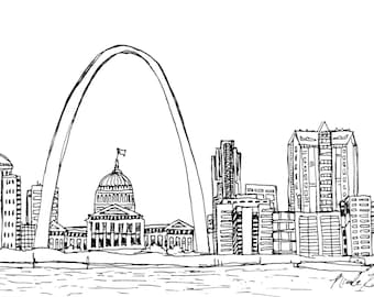 St. Louis, Missouri Skyline Drawing