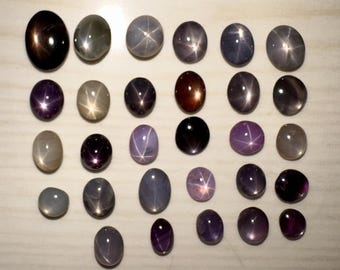 Gemas de cabujones de zafiro natural estrellado de colores variados, sin tratamiento térmico, 30,70 quilates, 29 piezas.