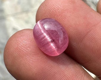 Pink Cat's Eye Tourmaline Stone, 4.10 Carat Oval Gemstone (10.50x8.50mm)