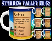Stardew Valley Inspired Mug, Coffee Stats, Gamer Gift, Birthday gift, Coffee Mug, Tea Stats, Hot Chocolate Stats