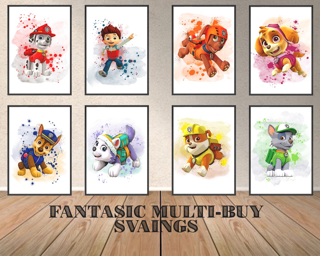 Paw Patrol Watercolour Print Nursery Prints Art Decor Print Etsy UK