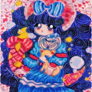 90s Anime Magical Girl Moon Art Print- Sizes: 5x7, 8x10, 16x20