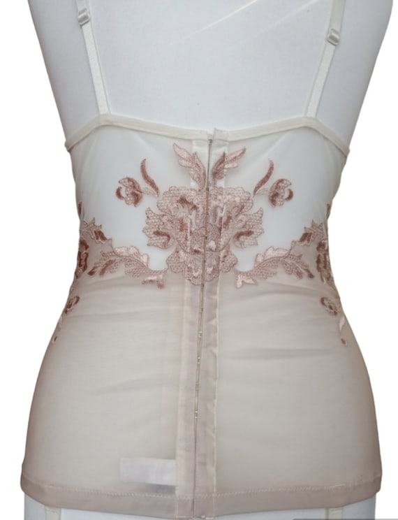 LA PERLA Cream white mesh flower bustier corset I… - image 4