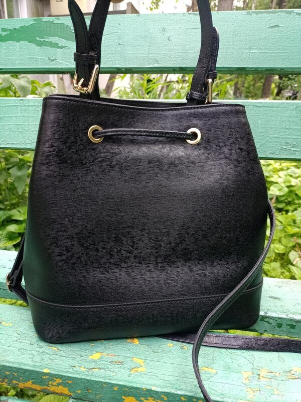 RENATA CORSI Black Saffiano Leather Bucket Shoulder Bag Etsy