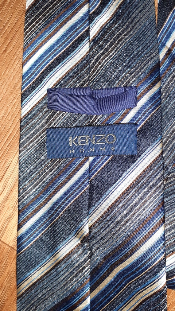 KENZO Homme Mens Tie |Vintage blue white striped … - image 6