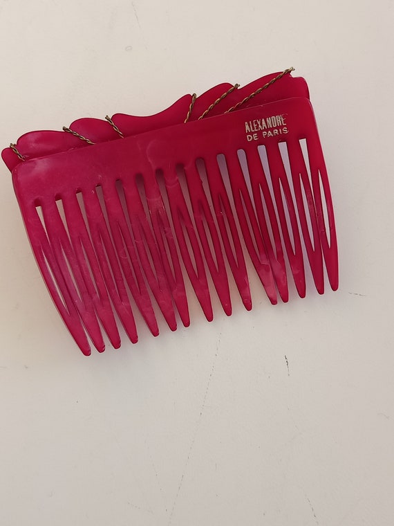 Alexandre de Paris Red Hair Comb With Gold Thread… - image 7