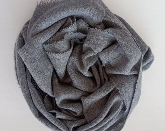 Falconeri Solid gray long wool? scarf unisex 195*30 cm