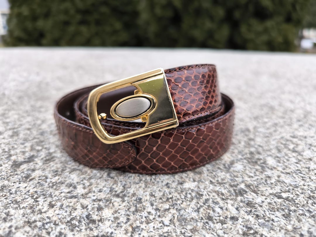 VINTAGE Brown Python Leather Belt for Pants Men Unisex 85-95 Cm, 33-37 ...