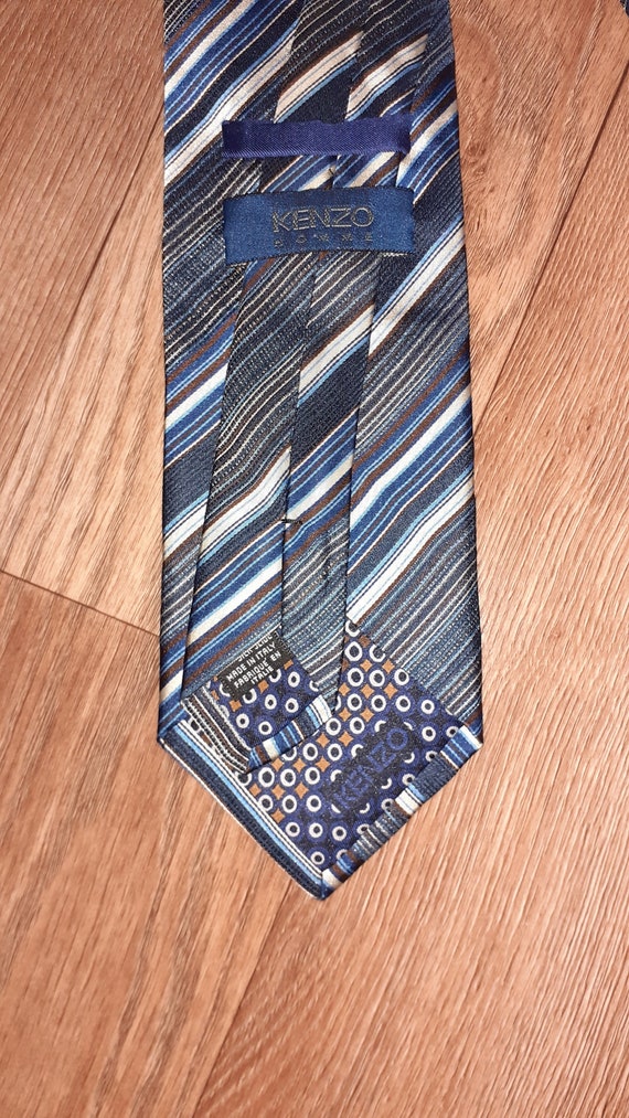 KENZO Homme Mens Tie |Vintage blue white striped … - image 8