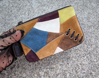 COACH Patchwork Style suede wristlet wallet SMALL MINI