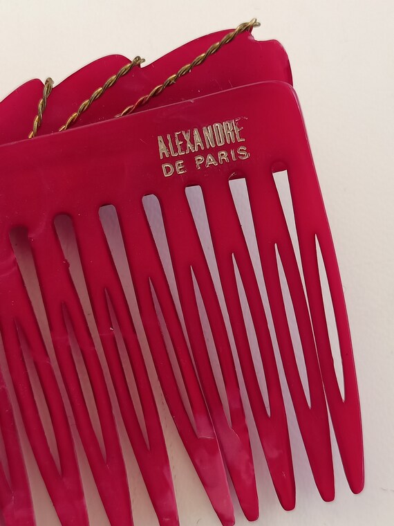 Alexandre de Paris Red Hair Comb With Gold Thread… - image 6