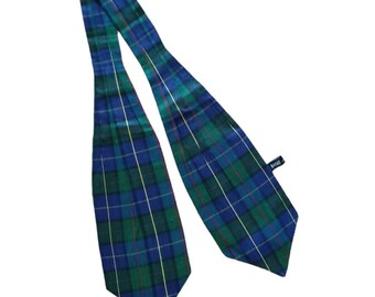 BASILE Green Blue thai silk Ascot tie scarf check print