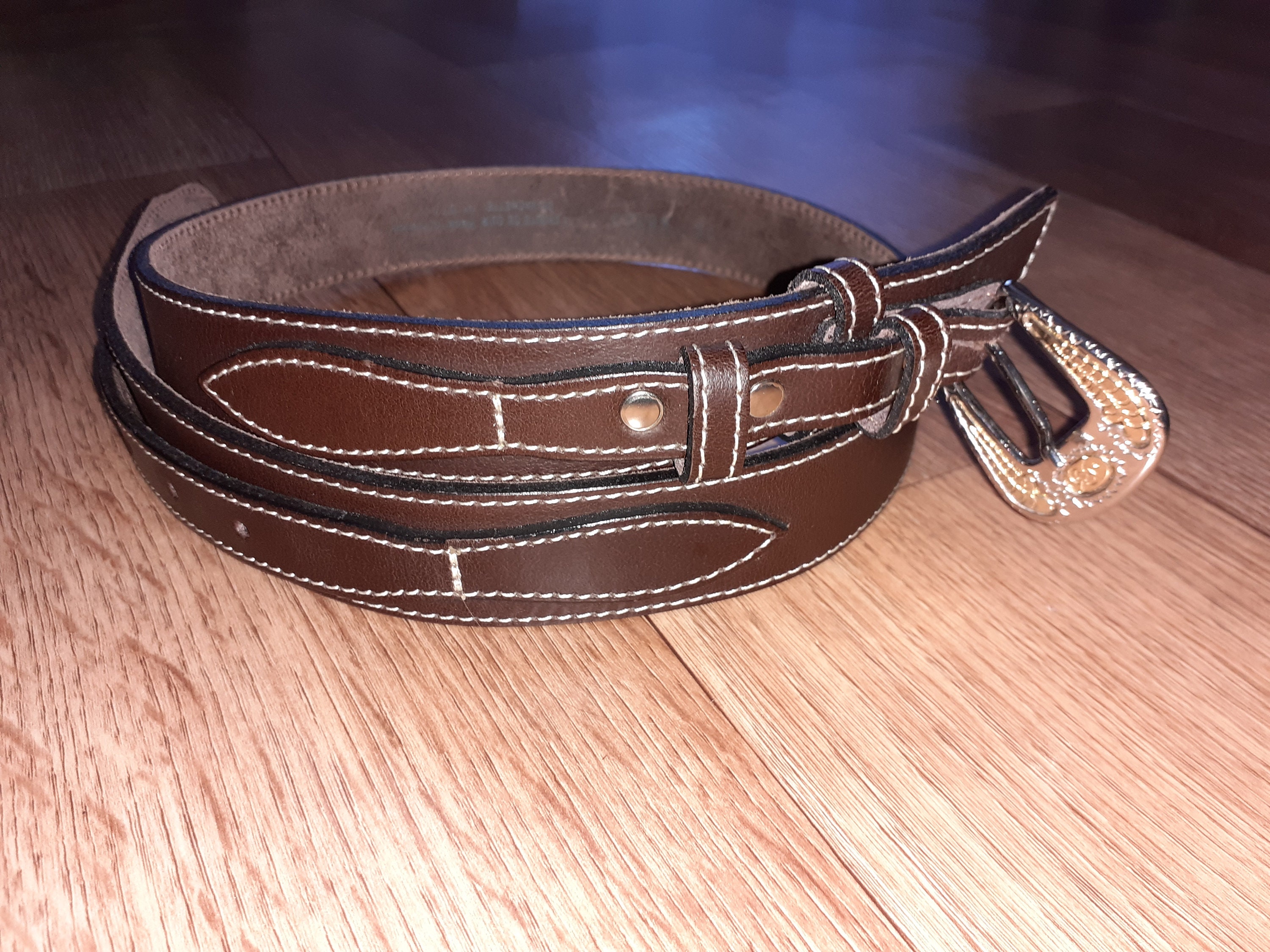 Croute De Cuir Vachette Vintage dark Brown Leather Belt Size | Etsy