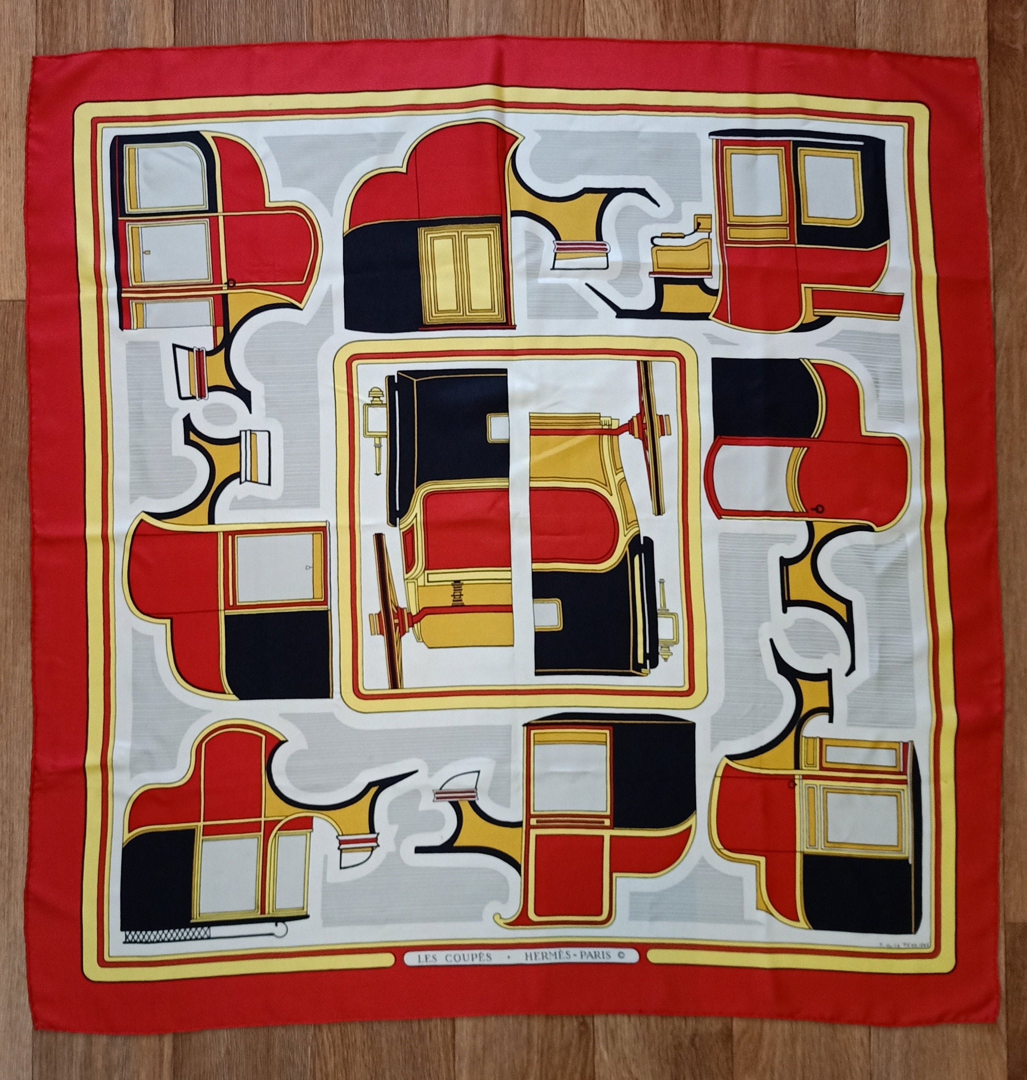 HERMÈS HERMES Les Coupes Bufanda en rojo Francoise de la - Etsy España