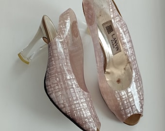 90s LANVIN RARE transparent women shoes sandals heels pumps EUR 35 |Us 5 open toe, Vinyl, Plexiglass Heel Cinderella