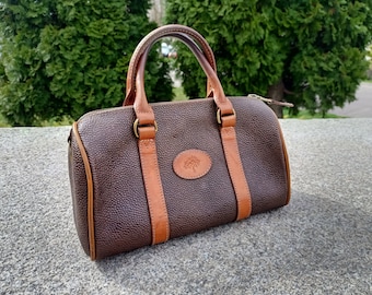 MULBERRY Brown Scotchgrain Leather SMALL bowling hand bag