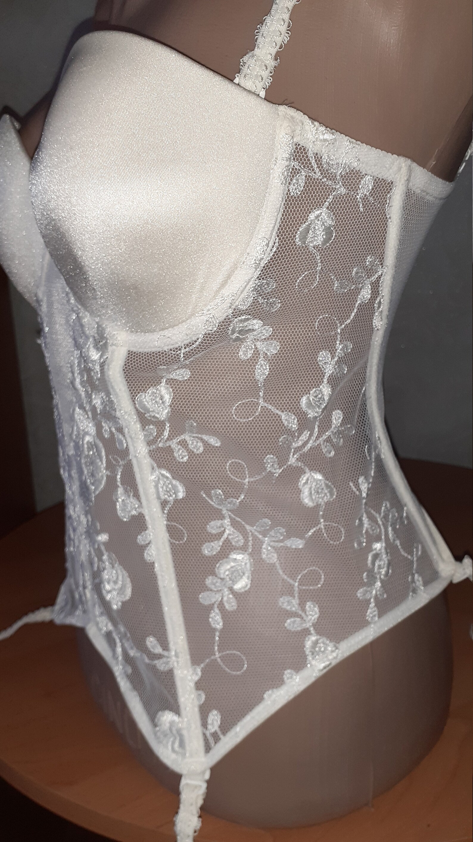 Chantelle Vintage vintage Ivory Lace Bustier Corset Size UK Etsy