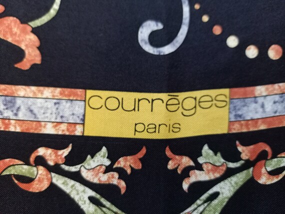 COURREGES PARIS Black multicolor silk square scar… - image 7