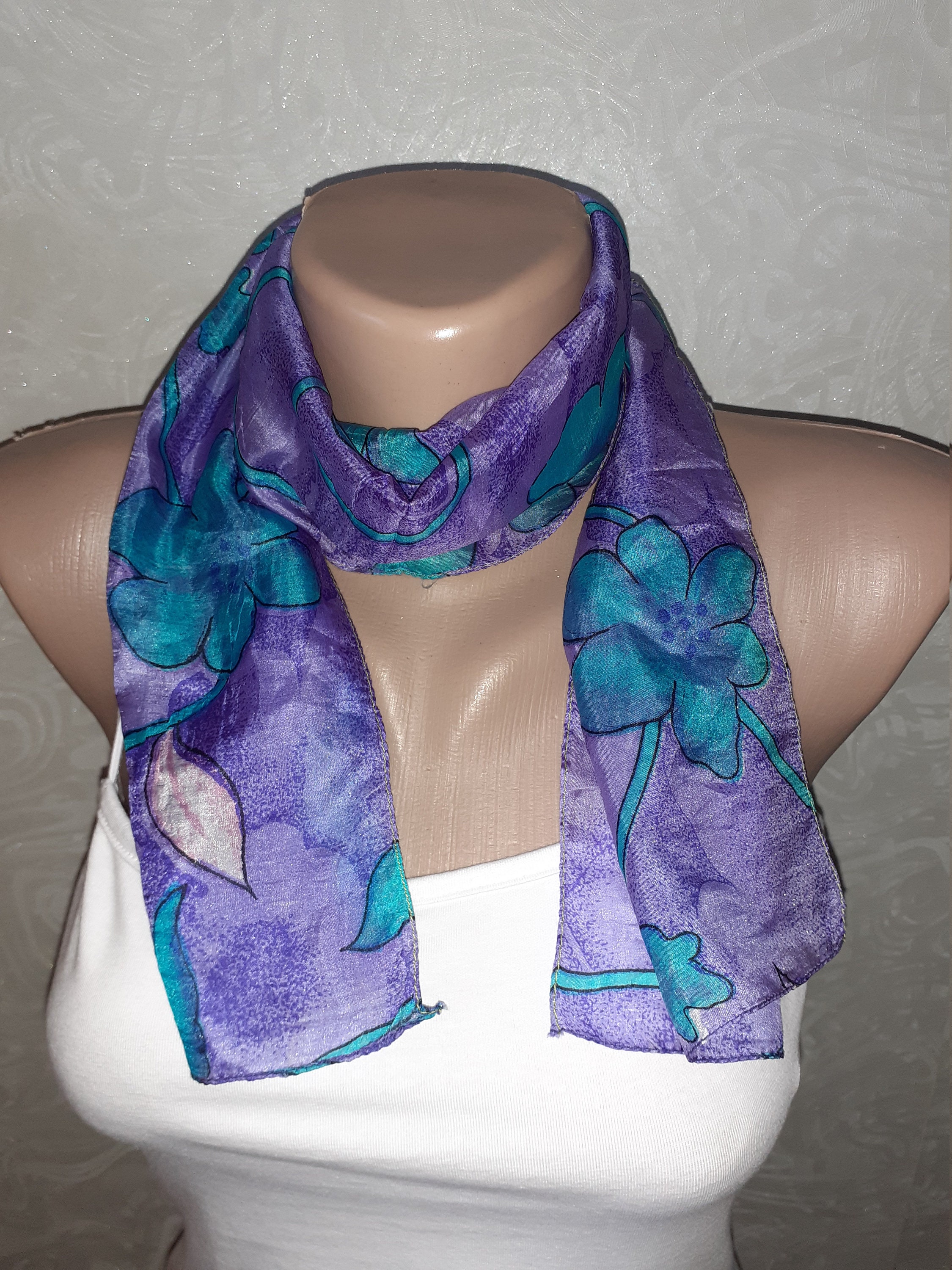 5 vintage scarves. Lot of 5 vintage silk long scarves. Jasper Etsy