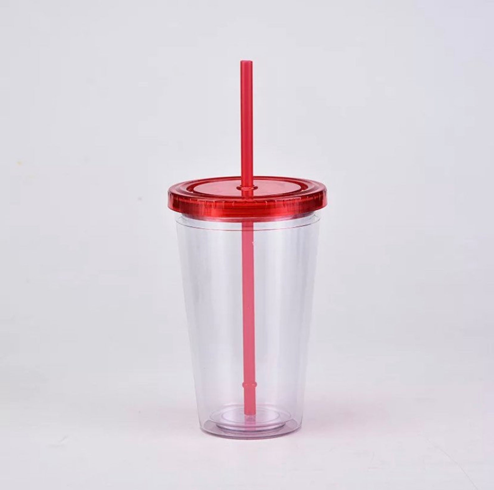 16 Oz Clear Acrylic Insulated Tumblers With Lids and Straws Etsy