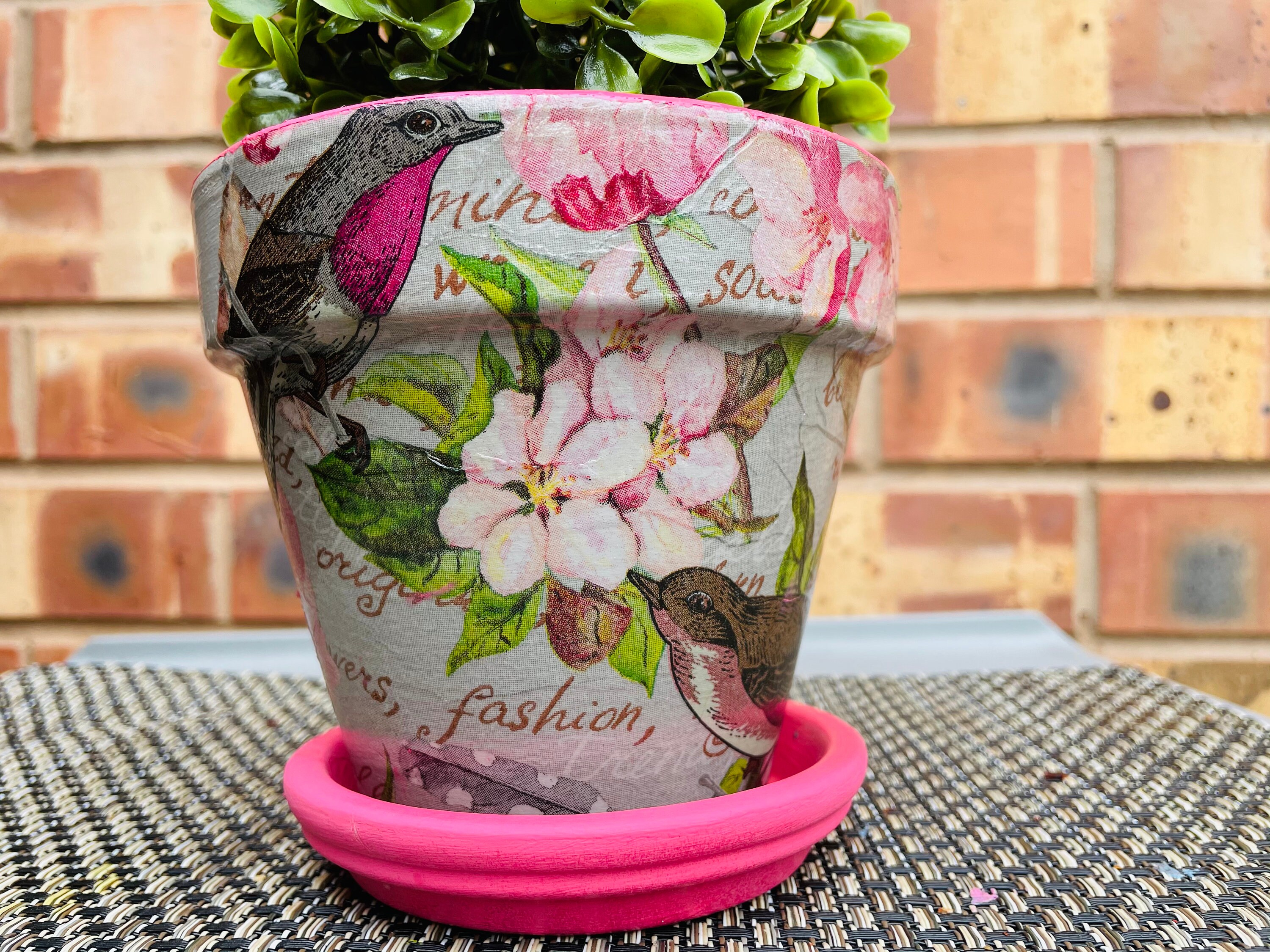 Decoupaged bird plant pots terracotta pots indoor planter Etsy