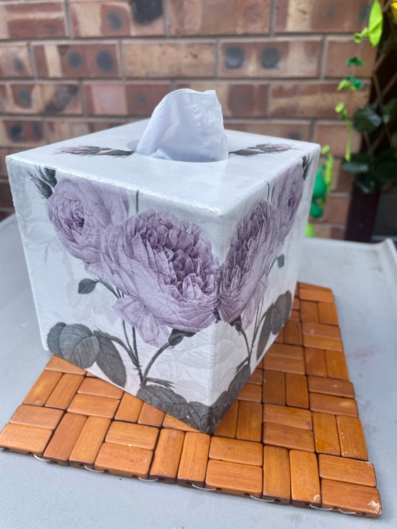 Vintage Tissue Box Holder Rose Tissue Box Cover Hand Painted Etsy