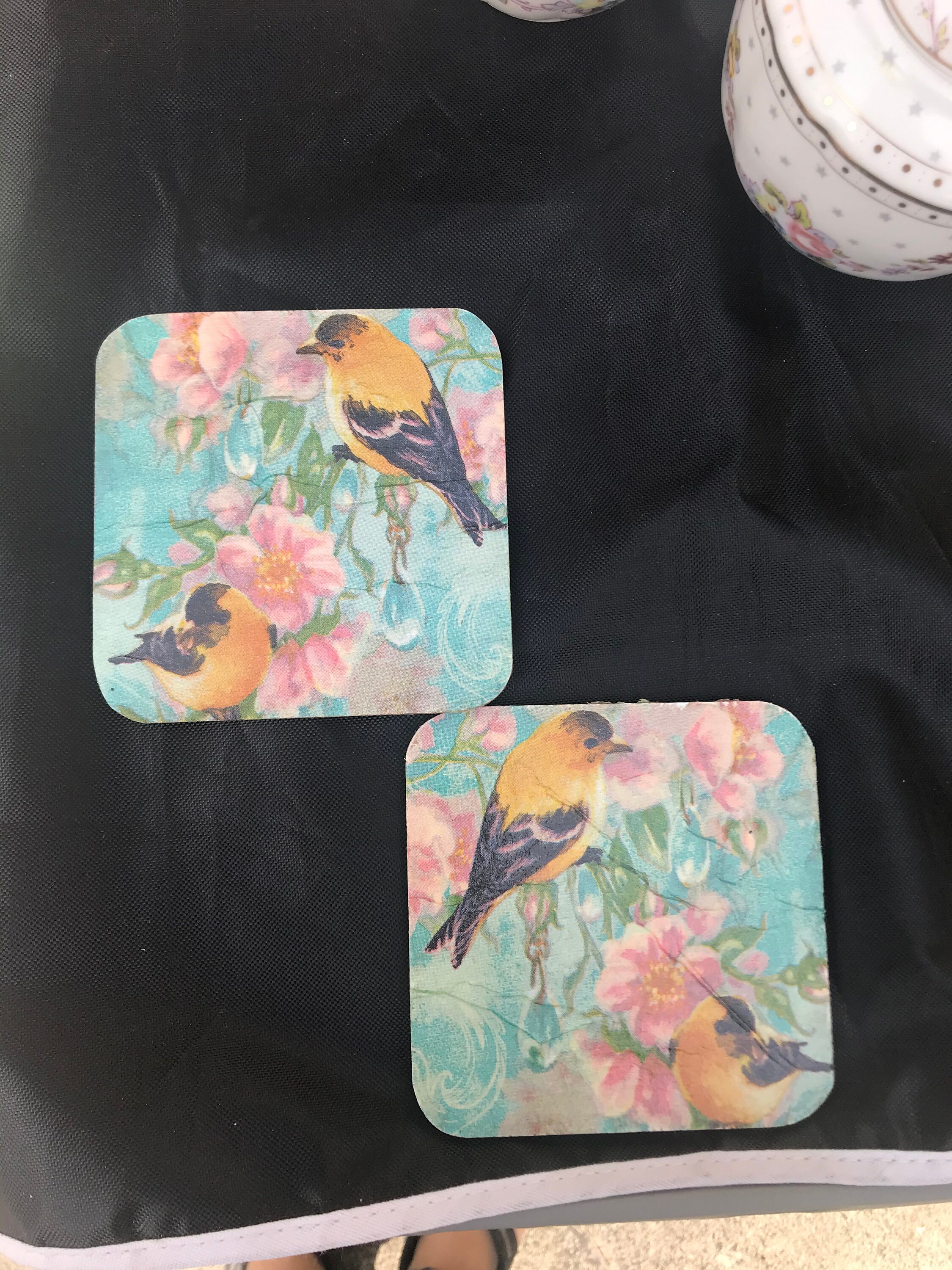 Decoupaged wooden birds coaster sets of 2 and 4 crockery Etsy