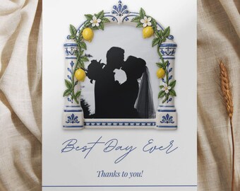 Positano Wedding Thank You Card Template, Italian Lemon Canva Note, Mediterranean Bridal Shower Printable, Editable Card PO