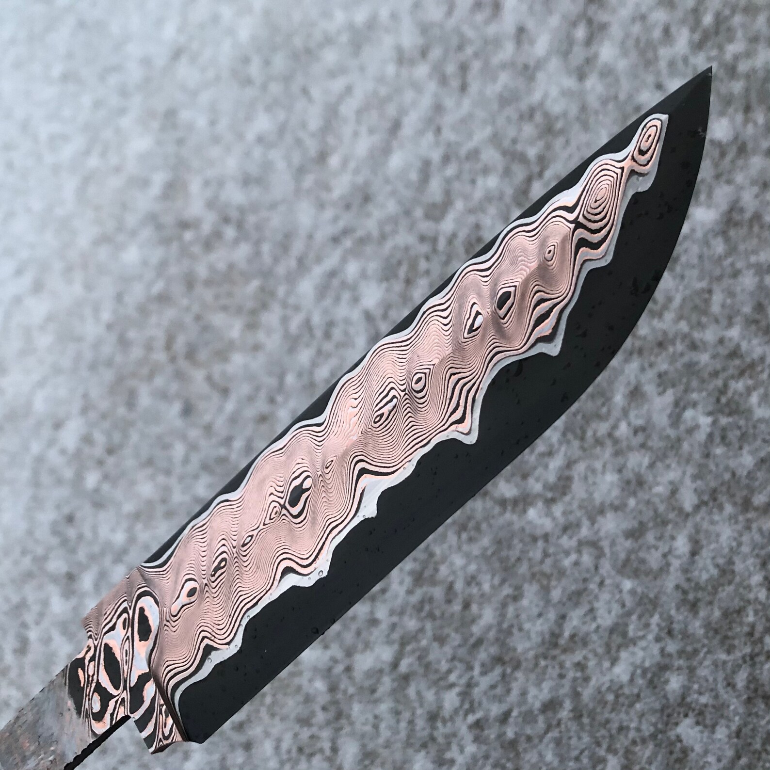 Copper BLADE 16 Cm 6.3 Laminated With Carbon Damascus Etsy