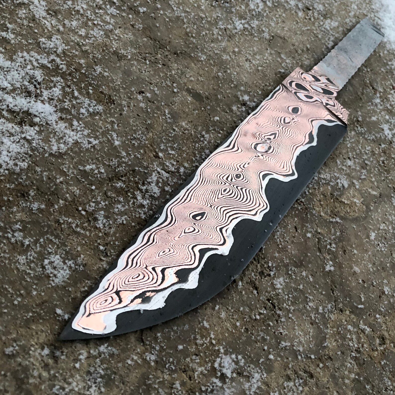Copper BLADE 16 Cm 6.3 Laminated With Carbon Damascus Etsy