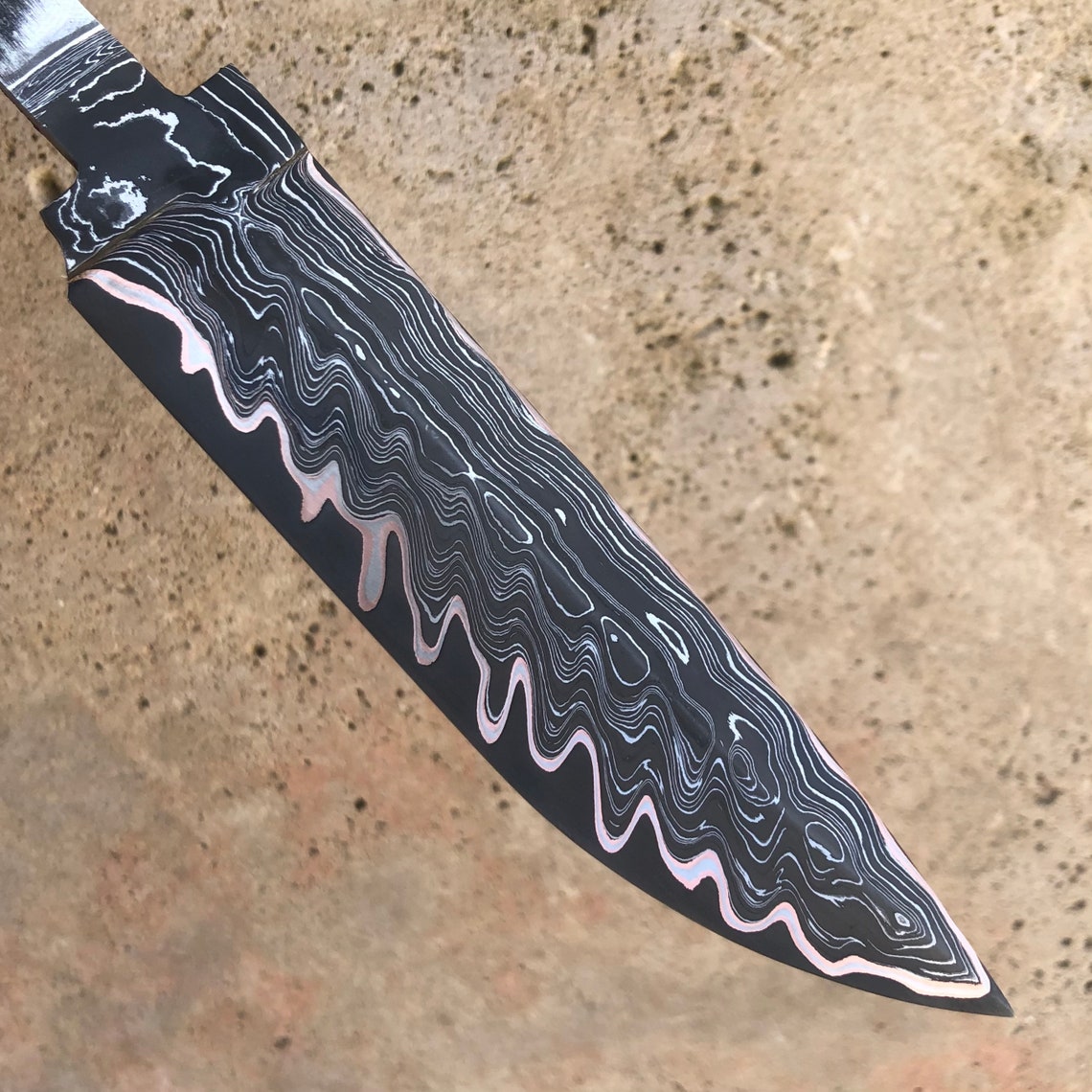 Laminated 13 cm Damascus Steel Blade with Copper and Nickel Etsy