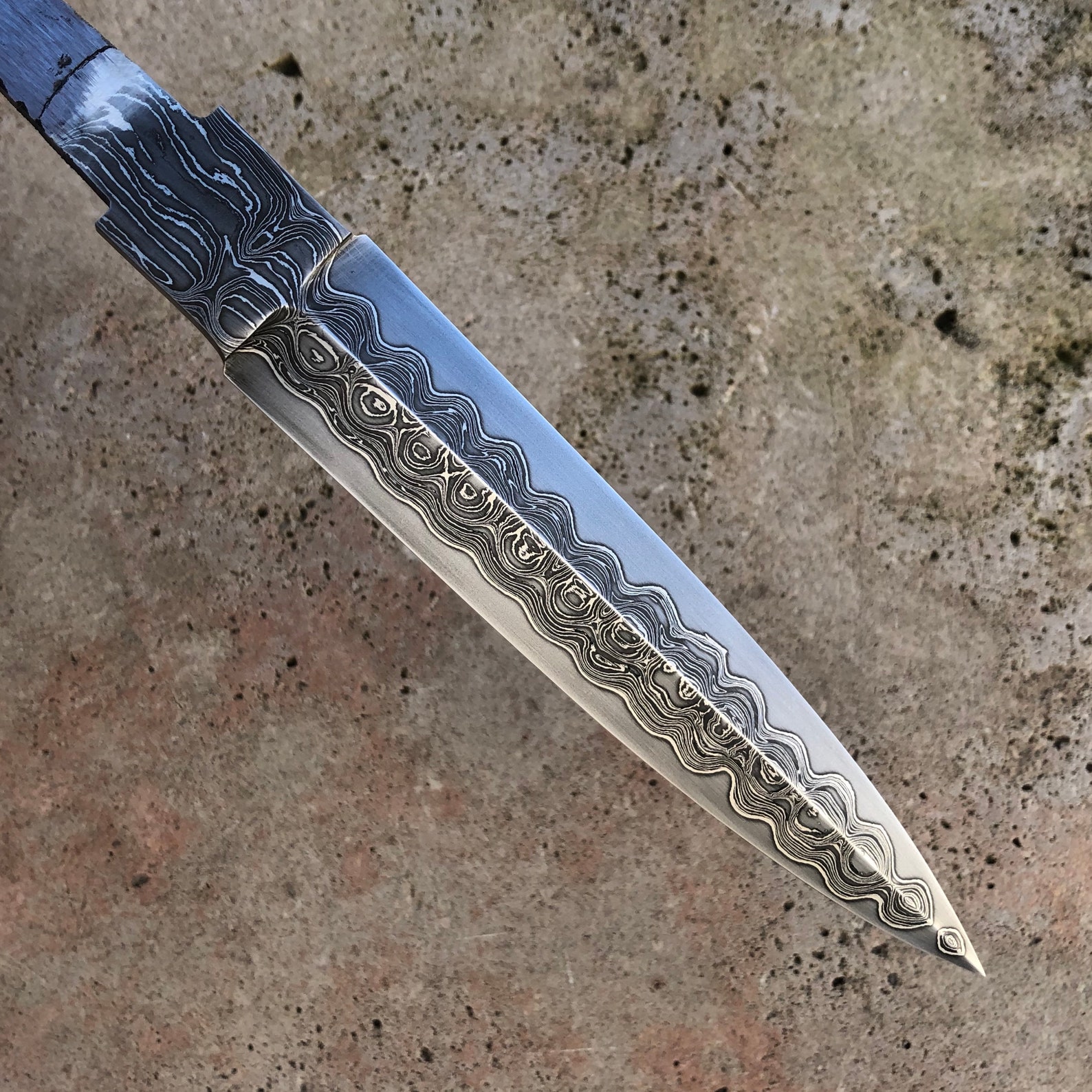 Laminated 18 cm Damascus Steel Dagger Blade with Nickel Etsy