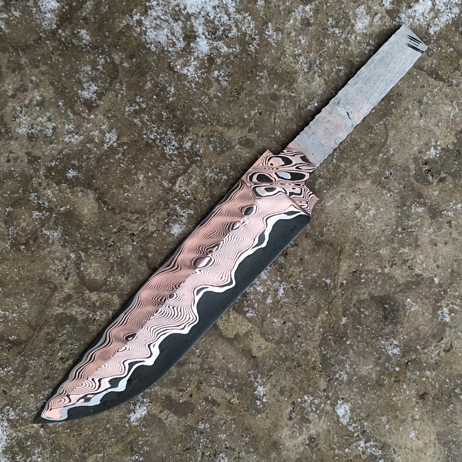 Copper BLADE 16 Cm 6.3 Laminated With Carbon Damascus Etsy
