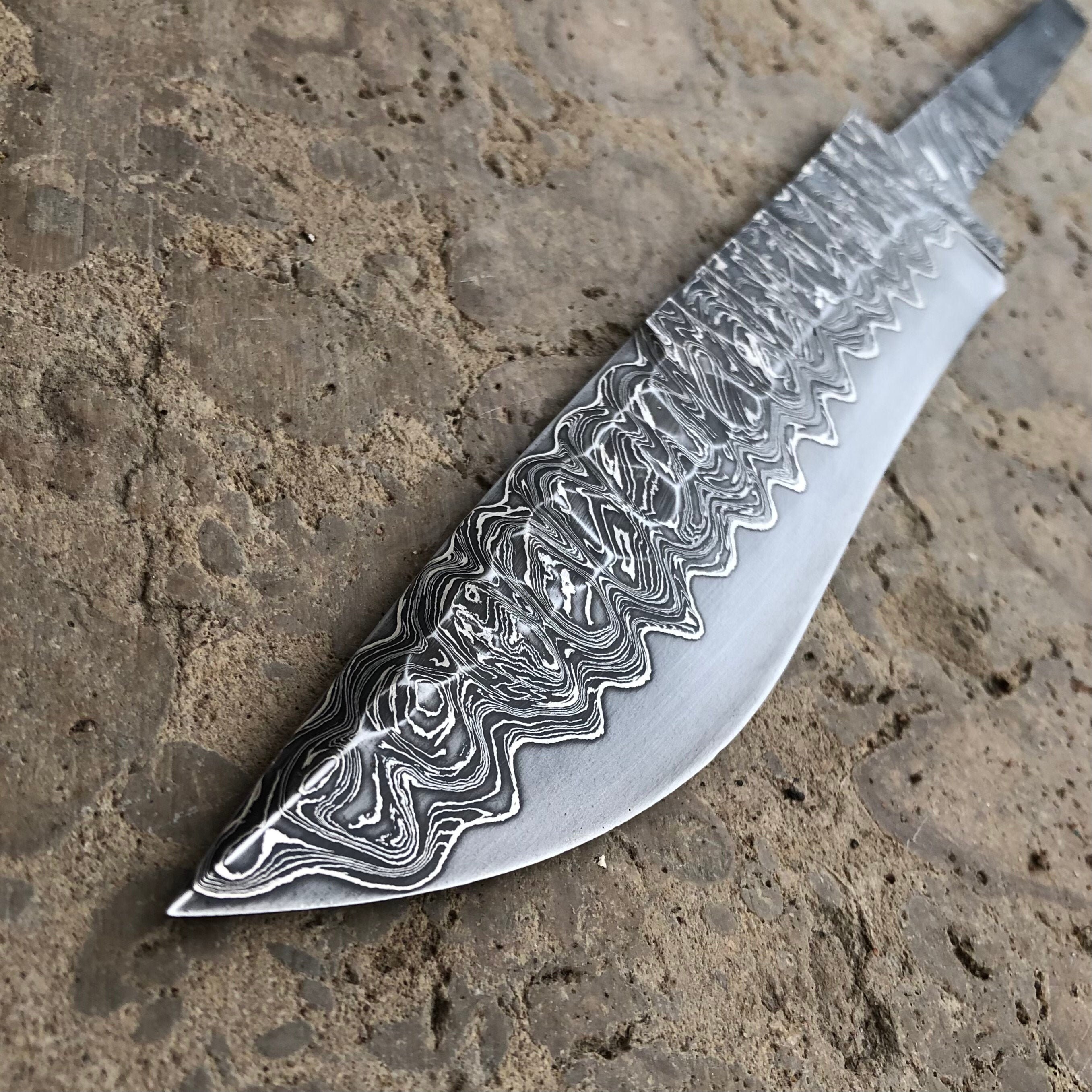 Carbon BLADE 16 cm 6.5 Inch Laminated with Damascussteel with Etsy